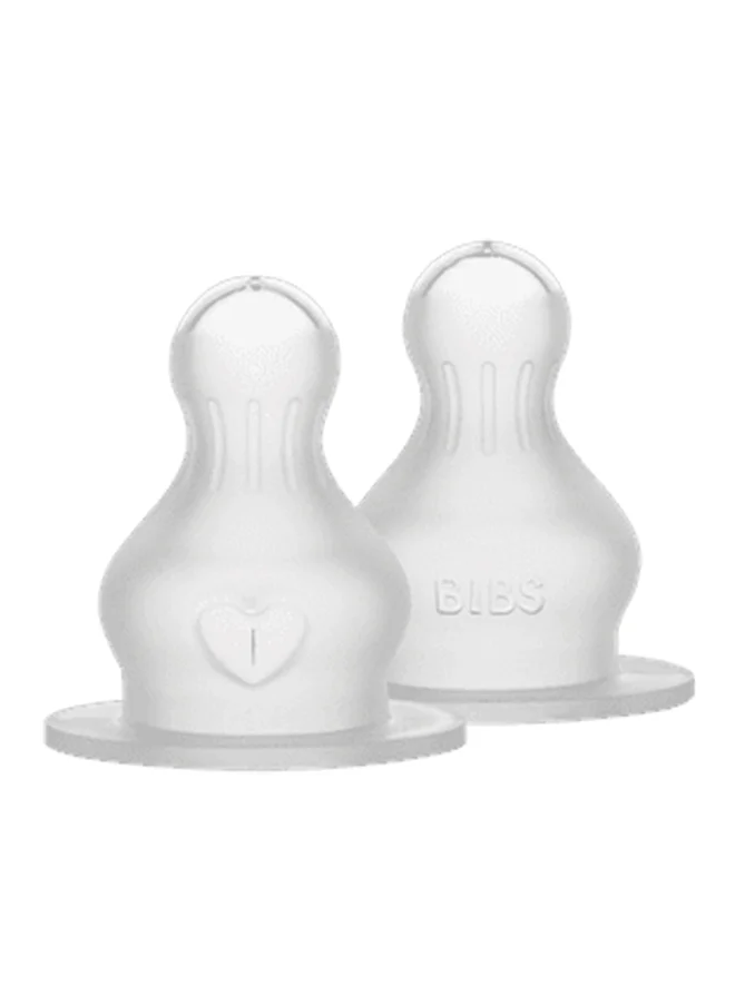 بيبس Pack Of 2 Baby Bottle Nipple Round Silicone, Medium Flow, 2 Months +