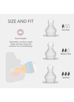 BIBS Pack Of 2 Baby Bottle Nipple Round Silicone, Medium Flow, 2 Months +  - Image 3