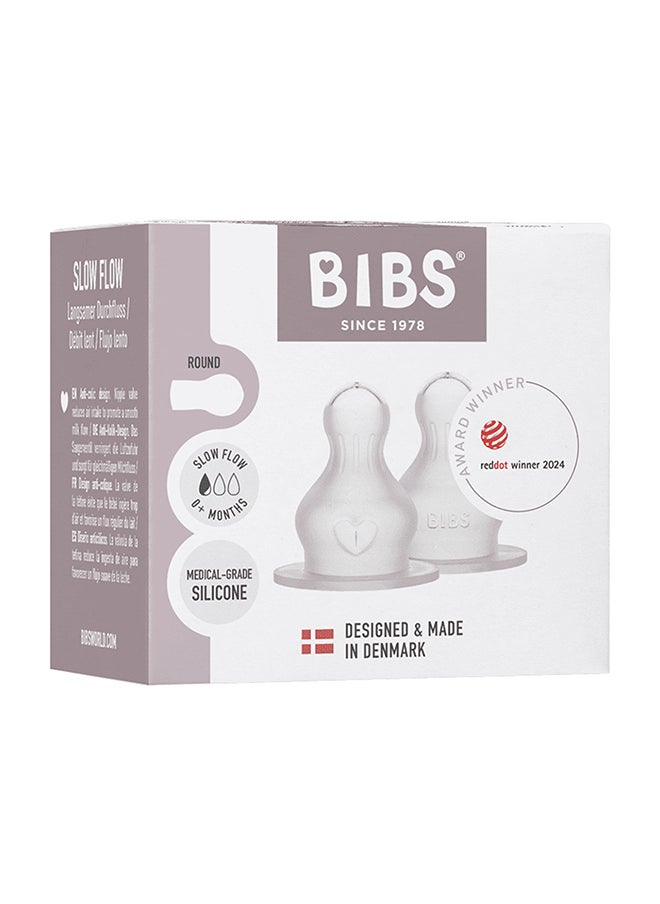 BIBS Pack Of 2 Baby Bottle Nipple Round Silicone, Medium Flow, 2 Months +  - Image 5