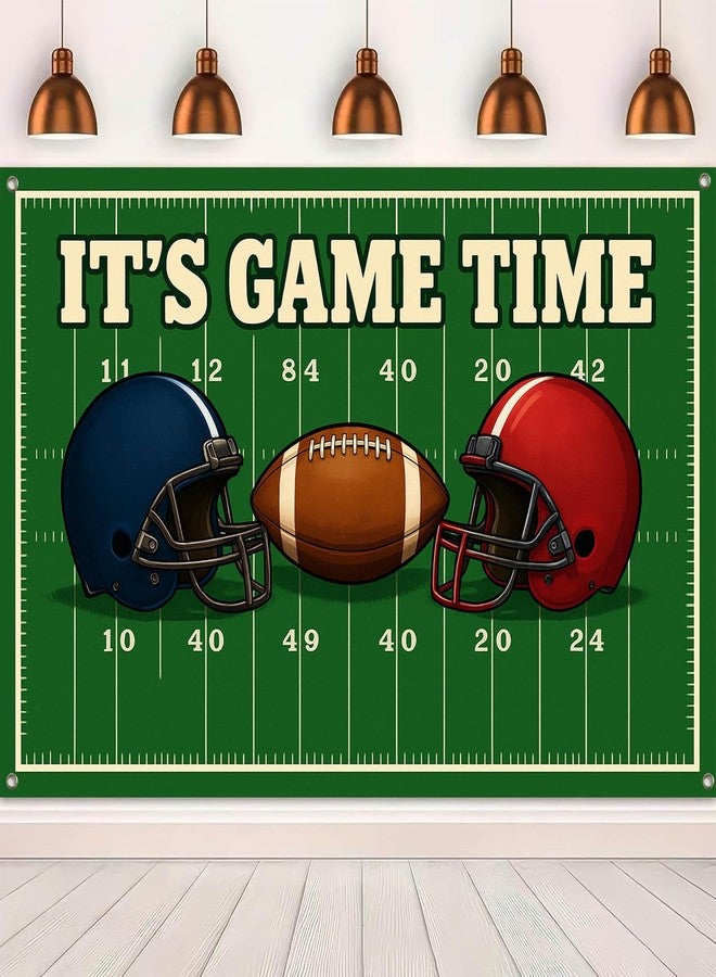 BlissYard Football Banner Its Game Time Football Field Backdrop 71x43 Inch Stadium Helmet Game Day Photography Banner for Super Bowl Style Party Photo Booth Wall Decor - Image 5