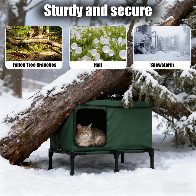 KMHGD Large Outdoor Heated Cat,Weatherproof Large Outdoor Cat Shelter,Cat House for Outside,Heated Cat Houses for Outdoor Cats,Cat House for Outside,with Pet Heating Pad,16 * 26 * 17 Inch - Image 3