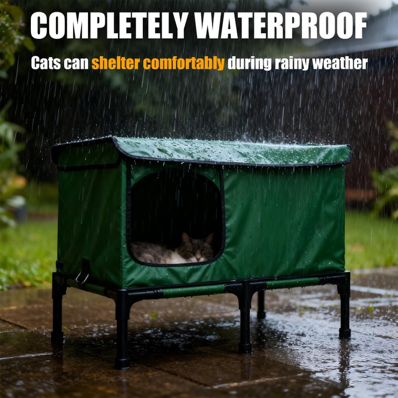 KMHGD Large Outdoor Heated Cat,Weatherproof Large Outdoor Cat Shelter,Cat House for Outside,Heated Cat Houses for Outdoor Cats,Cat House for Outside,with Pet Heating Pad,16 * 26 * 17 Inch - Image 4