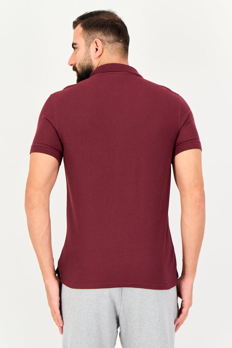 FILA Men Sportswear Fit Short Sleeve Outdoor Polo Shirt, Maroon - Image 4