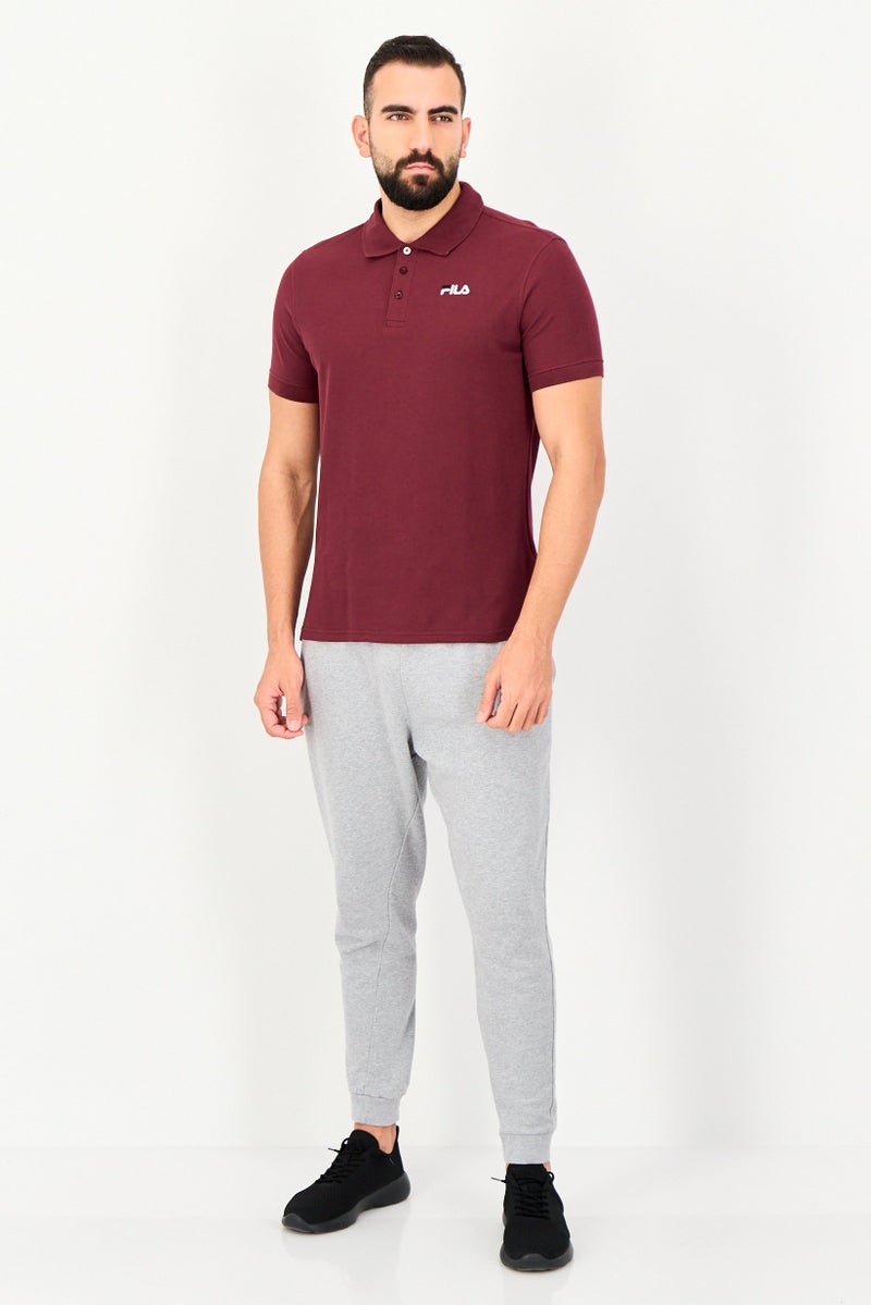 FILA Men Sportswear Fit Short Sleeve Outdoor Polo Shirt, Maroon - Image 3