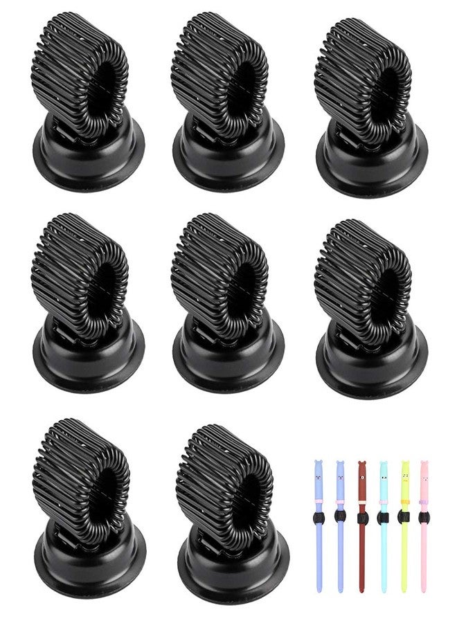 BTSKY 8 Pack Stainless Steel Pen Holder Clips - Magnetic Pen Clip Holder Fit Any Size Pens - Push pins for Refrigerator, Whiteboard, Erase Board, Bulletion Board, Map - Black - Image 1