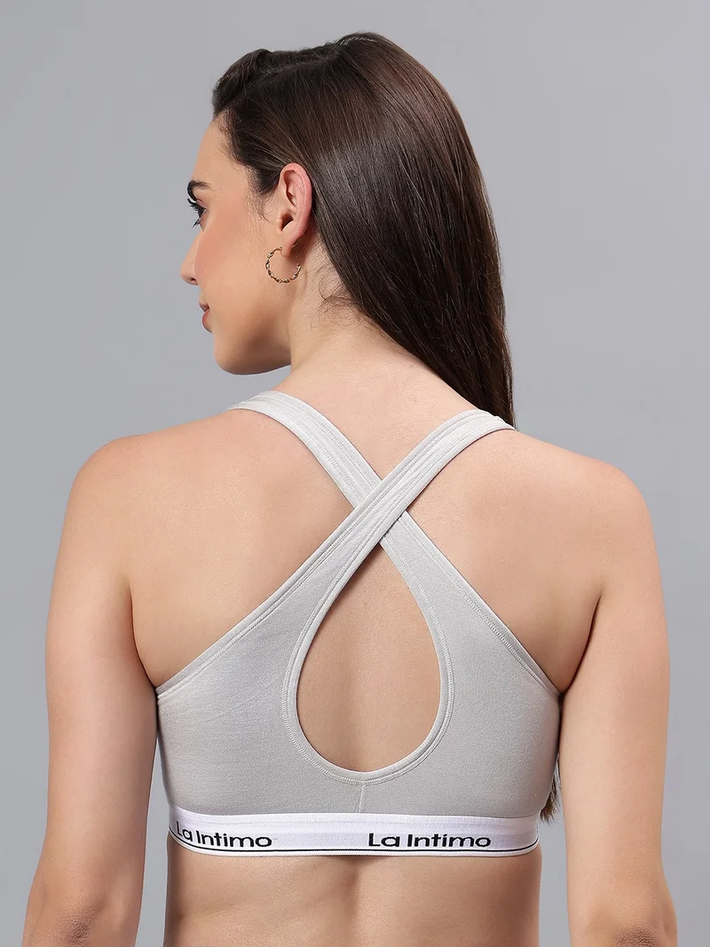 La Intimo Padded Active Sports Cross Back Bra