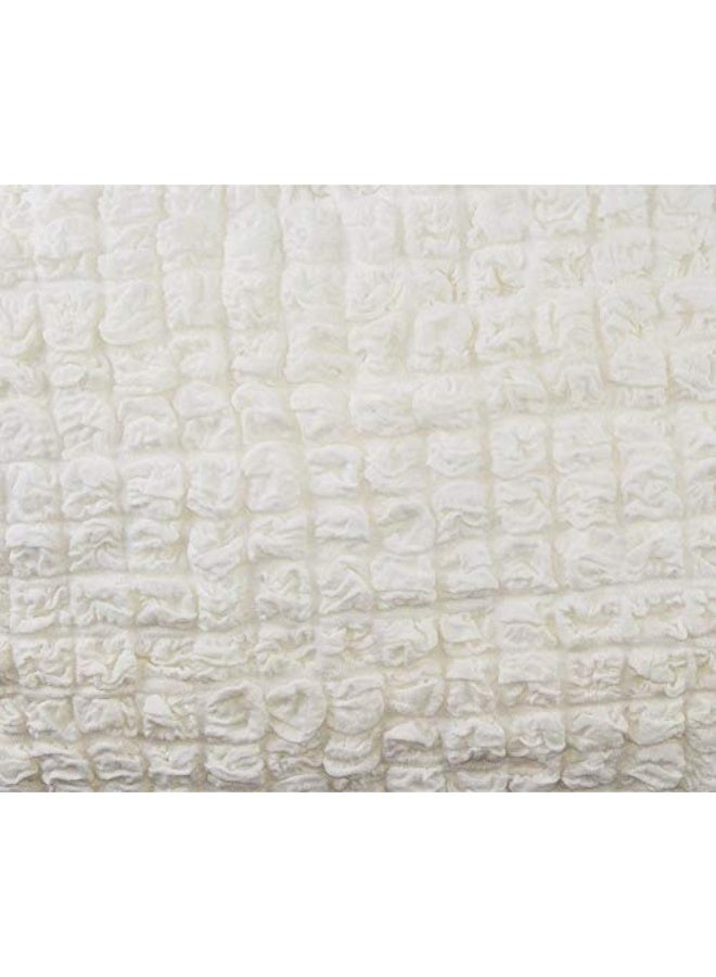 Bukela Sofa Cover Stretch Armchair Slipcover Easy Fitted Sofa Couch Cover with Skirt, Durable Washable Universal High Elastic Furniture Protector for Kids, Pets Stretchable Anti-Wrinkle Slip Flexible Resistant Jacquard For Living Room Sofa Cover  110 x 160 cm (Middle White) - Image 2