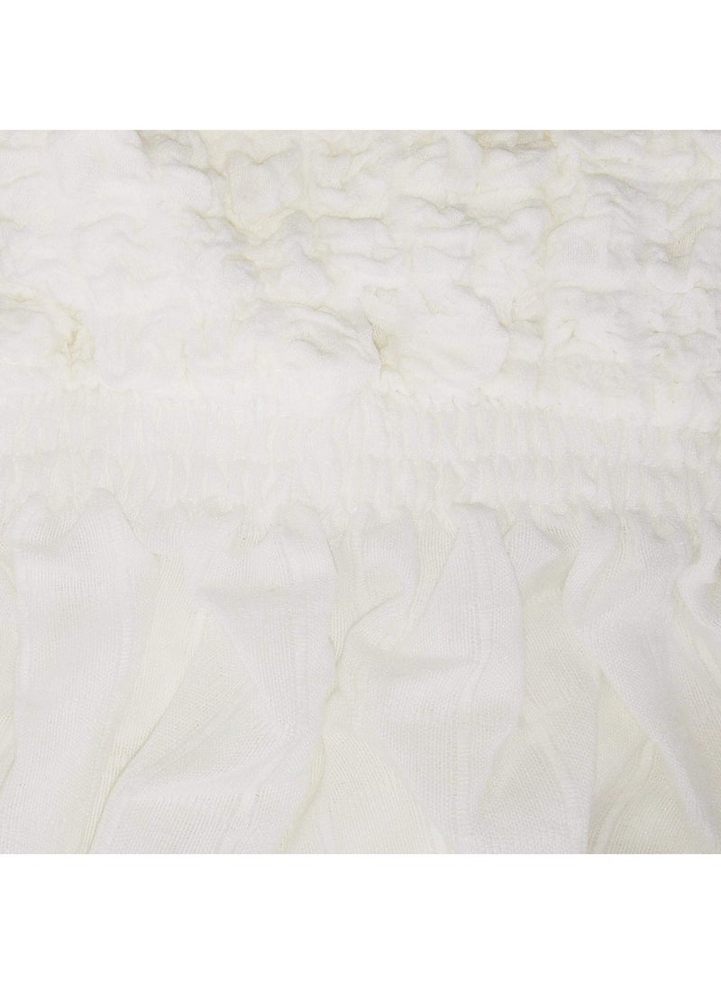 Bukela Sofa Cover Stretch Armchair Slipcover Easy Fitted Sofa Couch Cover with Skirt, Durable Washable Universal High Elastic Furniture Protector for Kids, Pets Stretchable Anti-Wrinkle Slip Flexible Resistant Jacquard For Living Room Sofa Cover  110 x 160 cm (Middle White) - Image 3