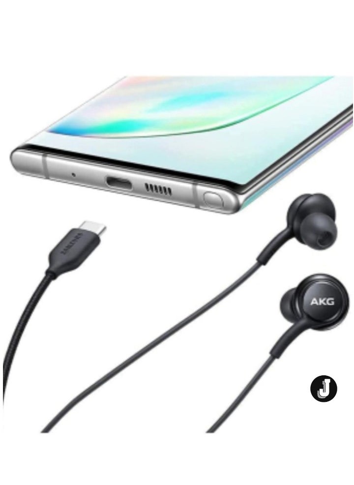 JAJEEK "2024 AKG In-Ear Stereo Headphones for Samsung Galaxy S24/S23/S22/S21/Note 10/10+ – Type-C Connector with Microphone & Volume Control (Black)" - Image 4