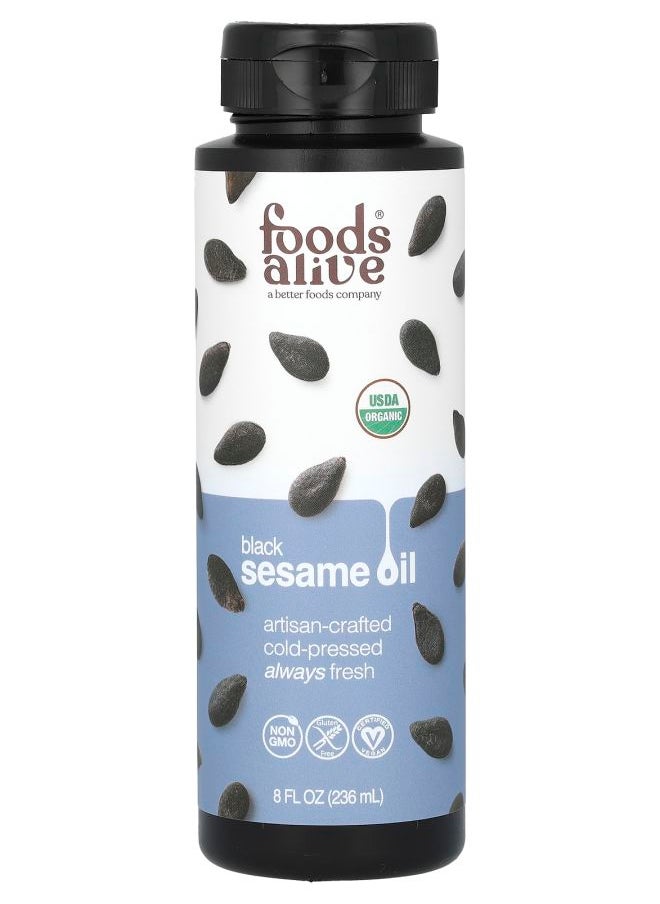 Foods Alive Organic Black Sesame Oil Artisan Cold-Pressed 8 fl oz (236 ml) 
