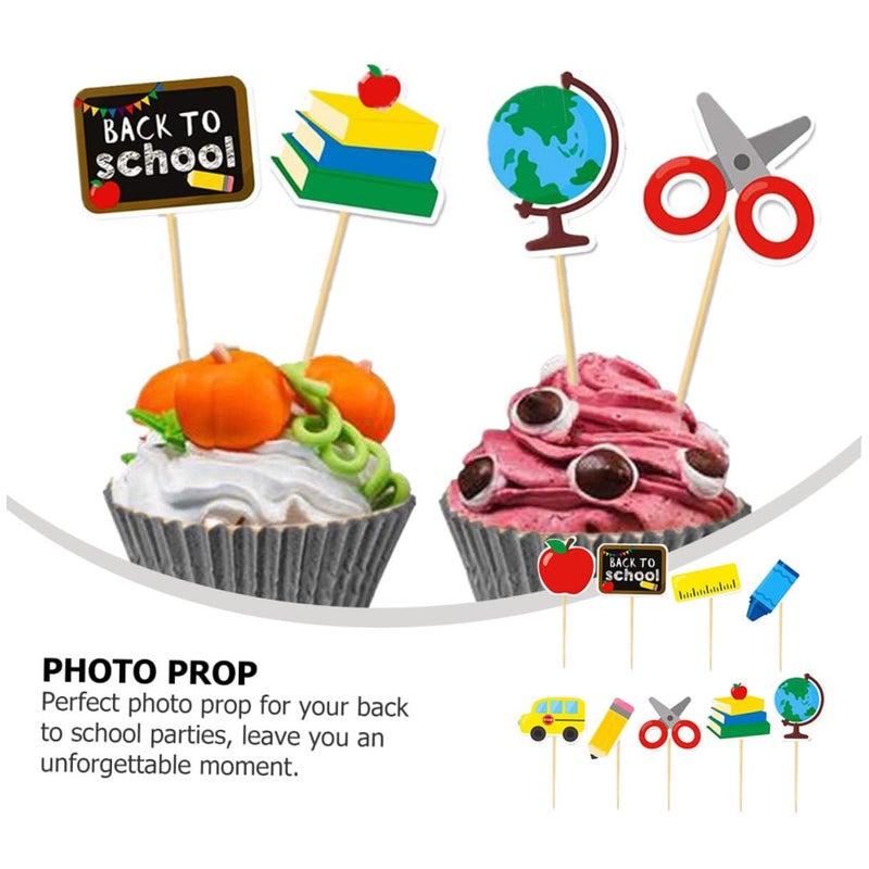 Colorful Paper School Cupcake Toppers 18pcs Birthday Party Cake Decorations - Image 5