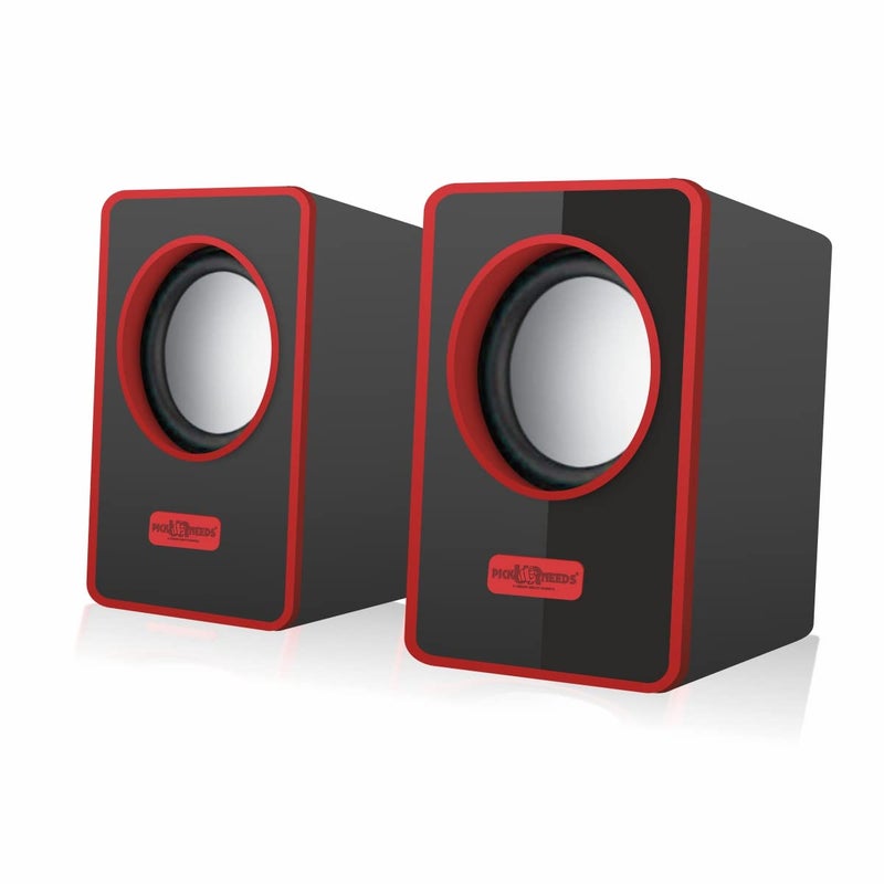 Pick Ur Needs Computer Speaker Multimedia Sound Bass Subwoofer Speaker System for PC Laptop (Silver) (Red) - Image 1