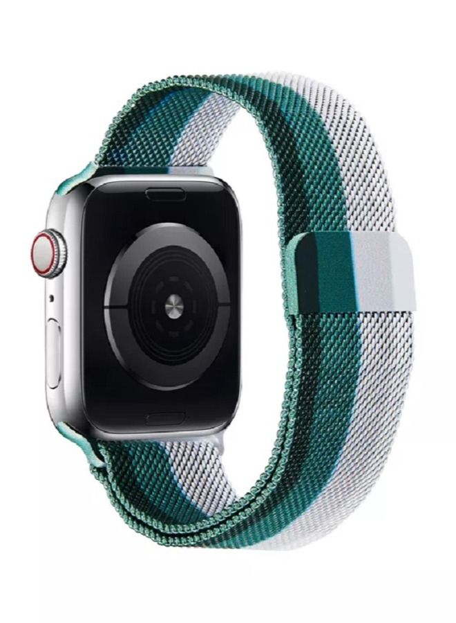 CATANES 3Pack Apple Watch 45mm 44mm 42mm Milanese Mesh Stainless Steel Magnetic Closure Band Compatible with iWatch Series 7/SE/6/5/4/3/2/1 Green/Blue/Red - Image 2