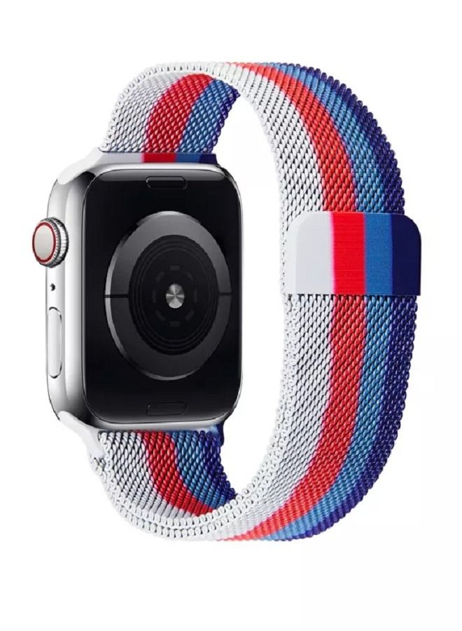 CATANES 3Pack Apple Watch 45mm 44mm 42mm Milanese Mesh Stainless Steel Magnetic Closure Band Compatible with iWatch Series 7/SE/6/5/4/3/2/1 Green/Blue/Red - Image 3