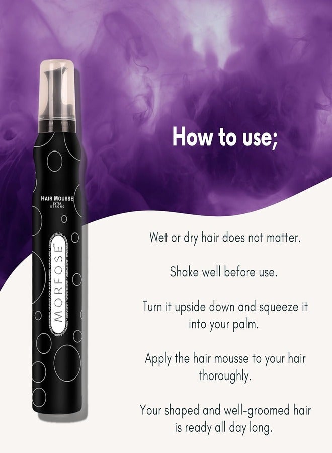 Morfose Extra Strong Hair Mousse - Black Spray, 200ml - Image 3