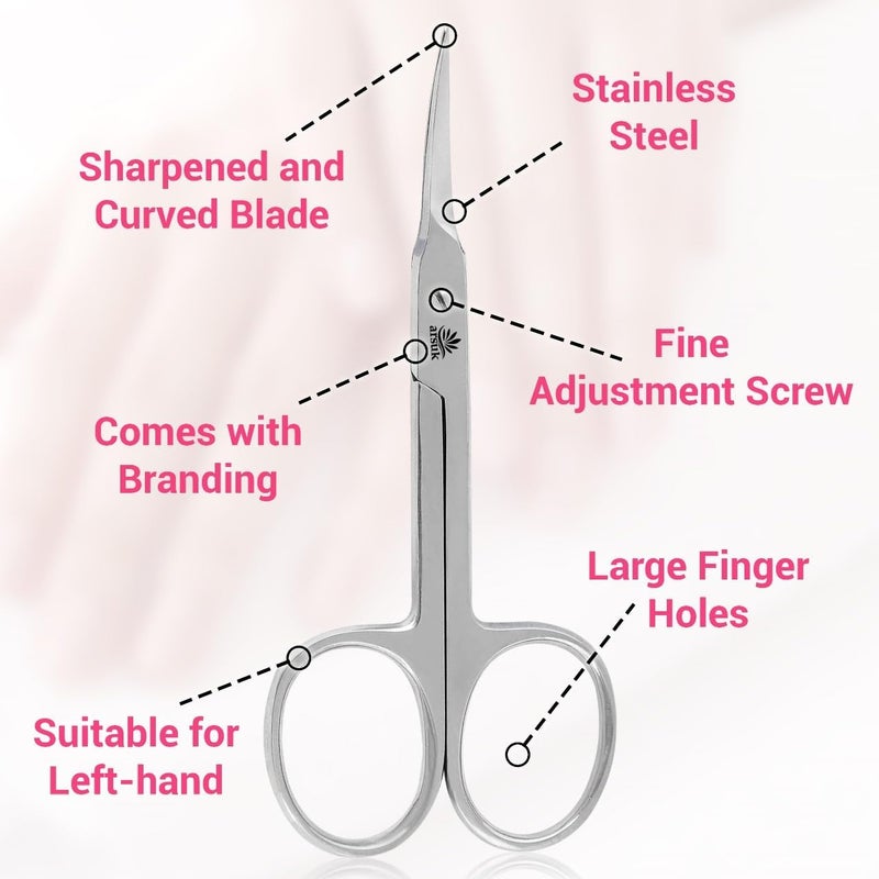 ARSUK Small Scissors for Grooming Facial Hair Curved Blades, Travel Scissors for Cuticles, Eyebrows, Eyelashes, and Manicure, Beauty and Personal Care Tool for Men and Women, Stainless Steel Blades - Image 3
