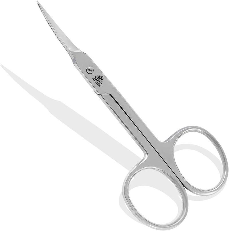 ARSUK Small Scissors for Grooming Facial Hair Curved Blades, Travel Scissors for Cuticles, Eyebrows, Eyelashes, and Manicure, Beauty and Personal Care Tool for Men and Women, Stainless Steel Blades - Image 1