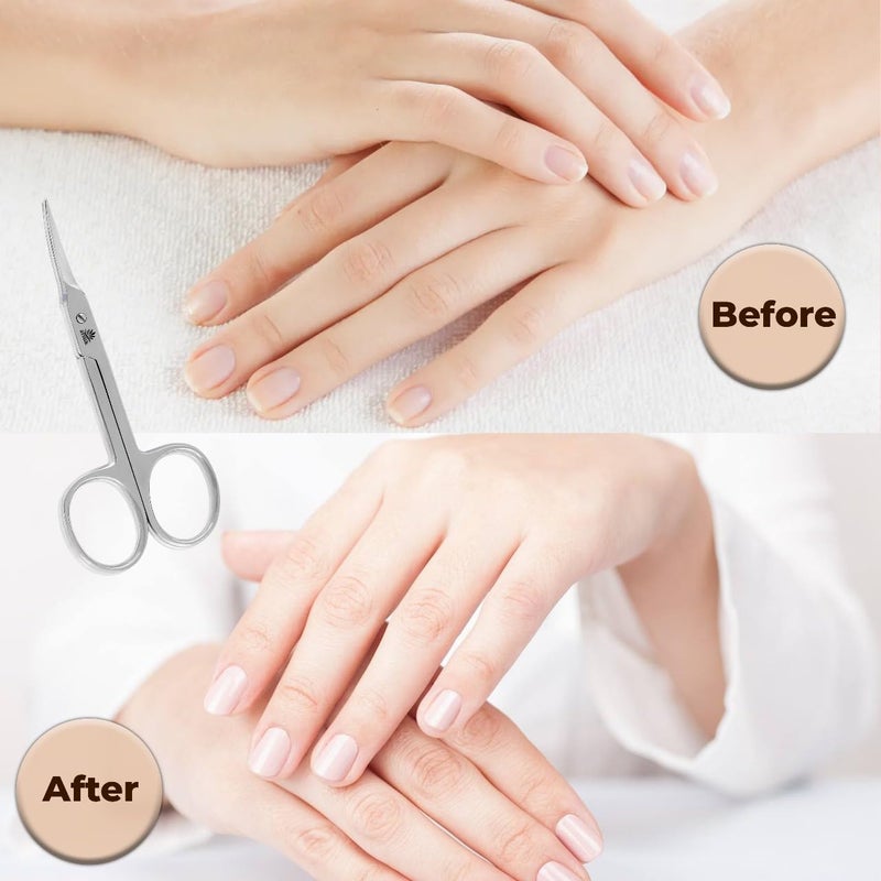 ARSUK Small Scissors for Grooming Facial Hair Curved Blades, Travel Scissors for Cuticles, Eyebrows, Eyelashes, and Manicure, Beauty and Personal Care Tool for Men and Women, Stainless Steel Blades - Image 2