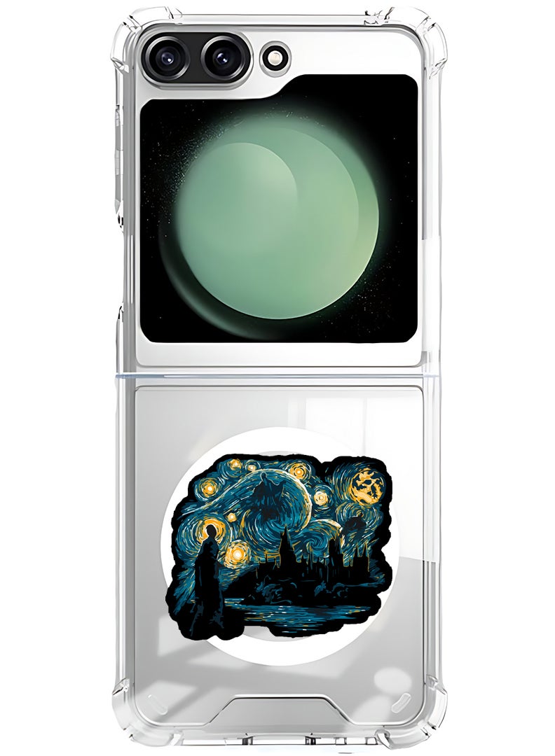 Theodor Magnetic Case for Samsung Galaxy Z Flip 5 Compatible with MagSafe Wireless Charging, Shockproof Phone Bumper Cover Starry nights - Image 1