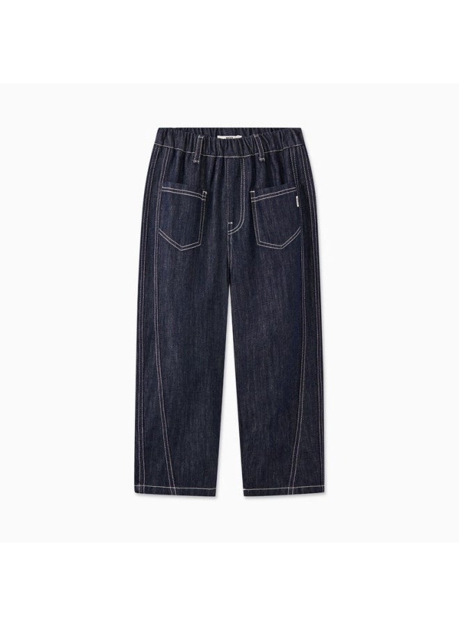 Mqd Boys' Autumn New Large Kids' College Style Casual Denim Jeans Original Denim Color 120 - Image 4