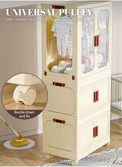 Beauenty Multilayer Folding Storage Cabinet, Large-Capacity Drawer Shelves With 360° Rotating Wheels，Clothing，Shoes, Hats And Bags Storage Cabinet, Cosmetic Storage Box，Coffee, Milk, Drinks, Snacks Storage Box  - Image 5