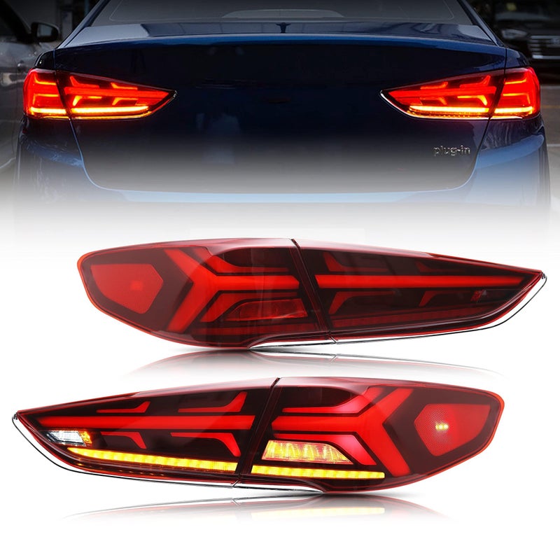 inginuity time LED Tail Lights For Hyundai Sonata 2018 2019 Startup Animation DRL Sequential Indicator Rear Lamp Assembly RED