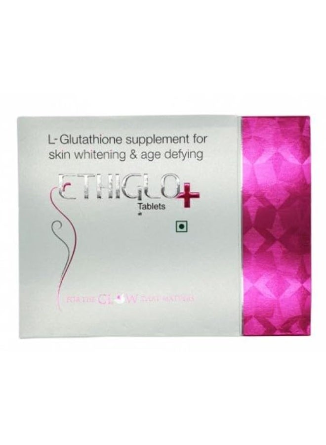 إيثيجلو Ethiglo Plus - مكمل غذائي (L-Glutathione) لتفتيح البشرة ومكافحة الشيخوخة - شريط يحتوي على 60 قرصاً - Image 2