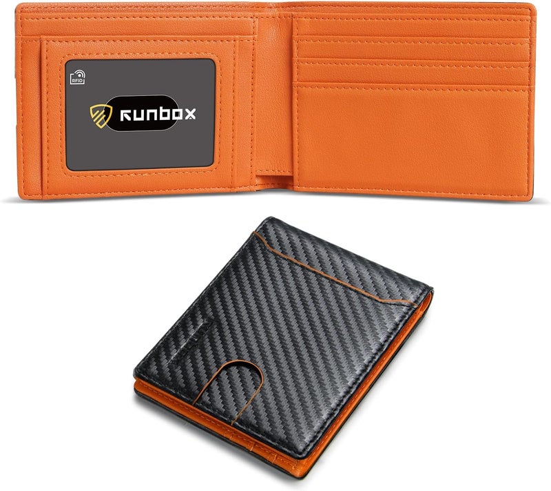RUNBOX Novelty Wallet for Men Slim 11 Credit Card Holder Slots Leather RFID Blocking Small Thin Men's Wallet Bifold Minimalist Front Pocket Large Capacity Gift Box - Image 1