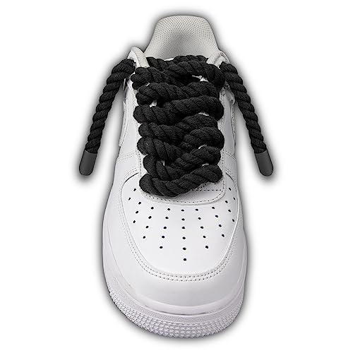 Endoto Rope Laces for Air Force 1 Thick Chunky Fat Shoelaces Strings for AF Sneaker ShoesColorBlackSize127MM - Image 3