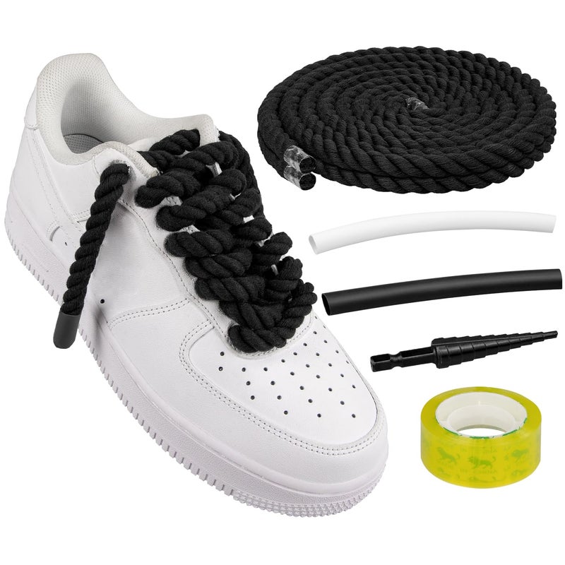 Endoto Rope Laces for Air Force 1 Thick Chunky Fat Shoelaces Strings for AF Sneaker ShoesColorBlackSize127MM - Image 2