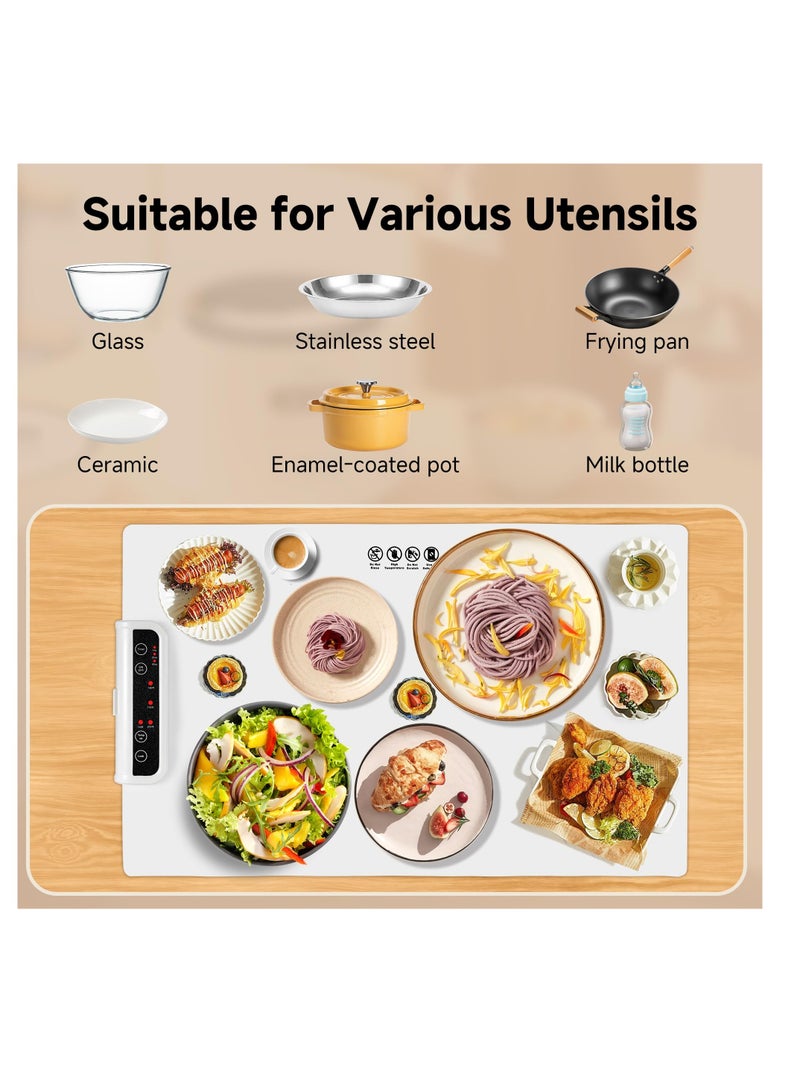 AL RAID Professional Electric Food Warming Tray with Timer Lock, Adjustable Temperature Control, Foldable Silicone Heating Mat for Buffet, Catering & Restaurants – White - Image 5