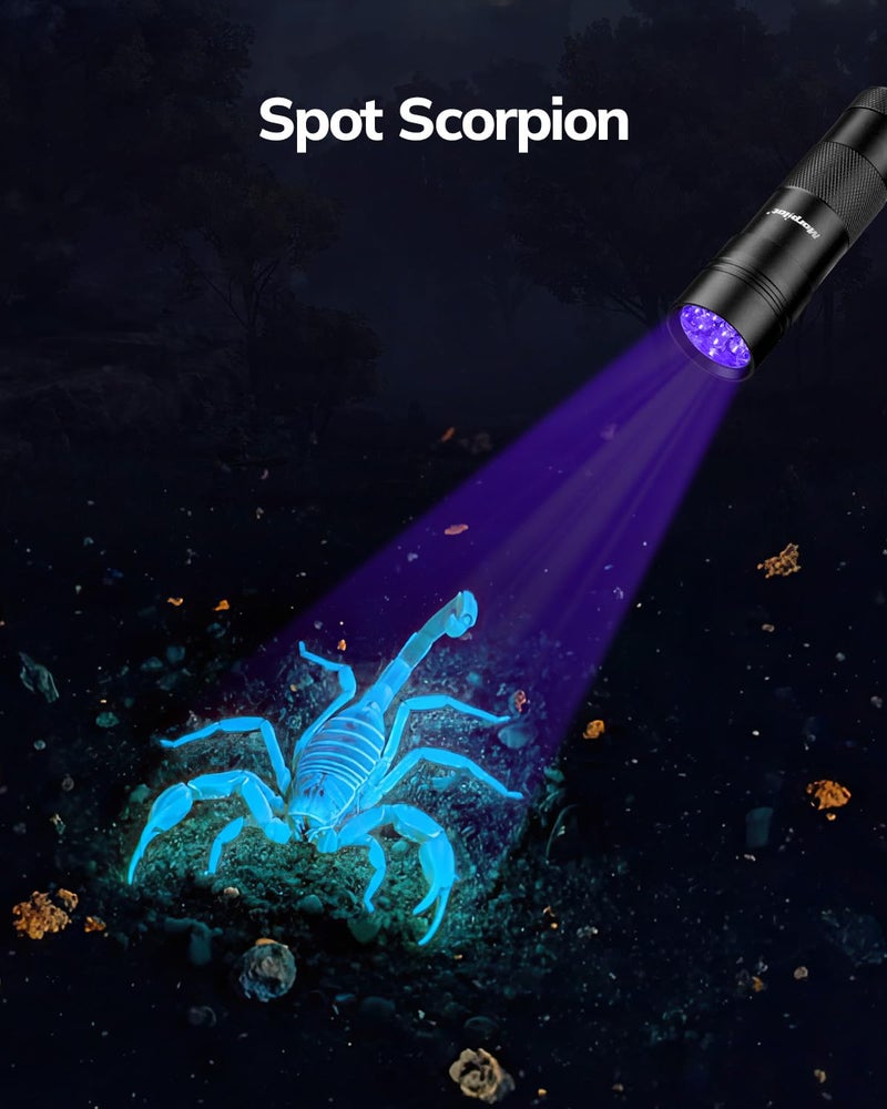 Morpilot Blacklight Flashlights uv Flashlight,12 LED 395nm Ultraviolet Blacklight 2 PCS Black Light Flashlight Mini, Torch Light Pet Urine Detector Light for Dog/Cat, Dry Stains,Resin Curing,Bed Bug - Image 3