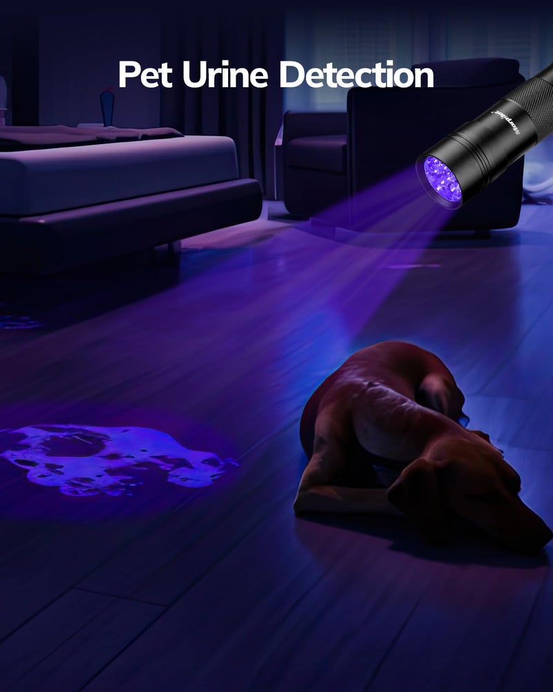 Morpilot Blacklight Flashlights uv Flashlight,12 LED 395nm Ultraviolet Blacklight 2 PCS Black Light Flashlight Mini, Torch Light Pet Urine Detector Light for Dog/Cat, Dry Stains,Resin Curing,Bed Bug - Image 2