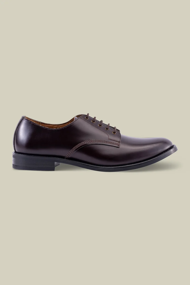 دوبل غانغر Derby shoe in 100% genuine leather - DK Brown