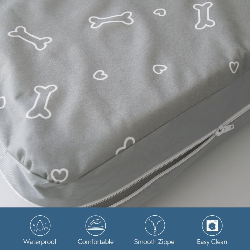 Magik & Kover Waterproof Dog Bed Cover, Removable Dog Bed Covers Replacement Washable with Smooth Zipper, Indoor/Outdoor, Bone Print 27 x 36 x 4 Inch for Dog/Cat, Cover Only - Image 2