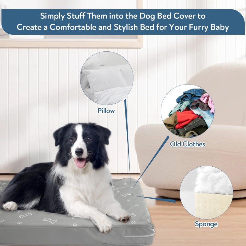 Magik & Kover Waterproof Dog Bed Cover, Removable Dog Bed Covers Replacement Washable with Smooth Zipper, Indoor/Outdoor, Bone Print 27 x 36 x 4 Inch for Dog/Cat, Cover Only - Image 5