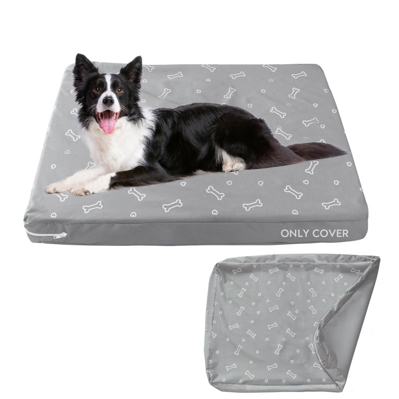 Magik & Kover Waterproof Dog Bed Cover, Removable Dog Bed Covers Replacement Washable with Smooth Zipper, Indoor/Outdoor, Bone Print 27 x 36 x 4 Inch for Dog/Cat, Cover Only - Image 1