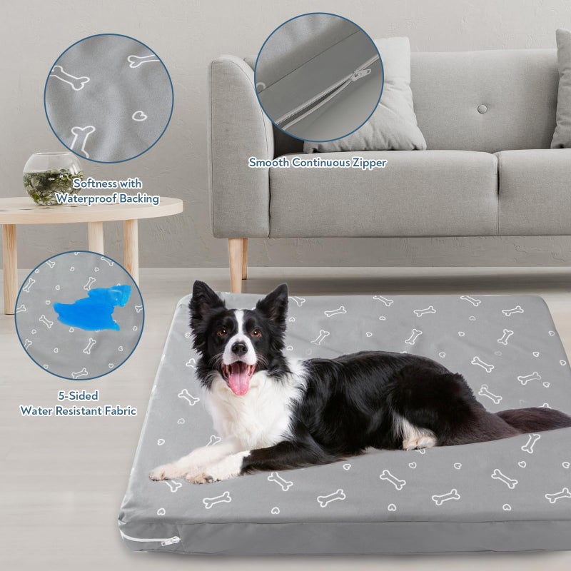 Magik & Kover Waterproof Dog Bed Cover, Removable Dog Bed Covers Replacement Washable with Smooth Zipper, Indoor/Outdoor, Bone Print 27 x 36 x 4 Inch for Dog/Cat, Cover Only - Image 3