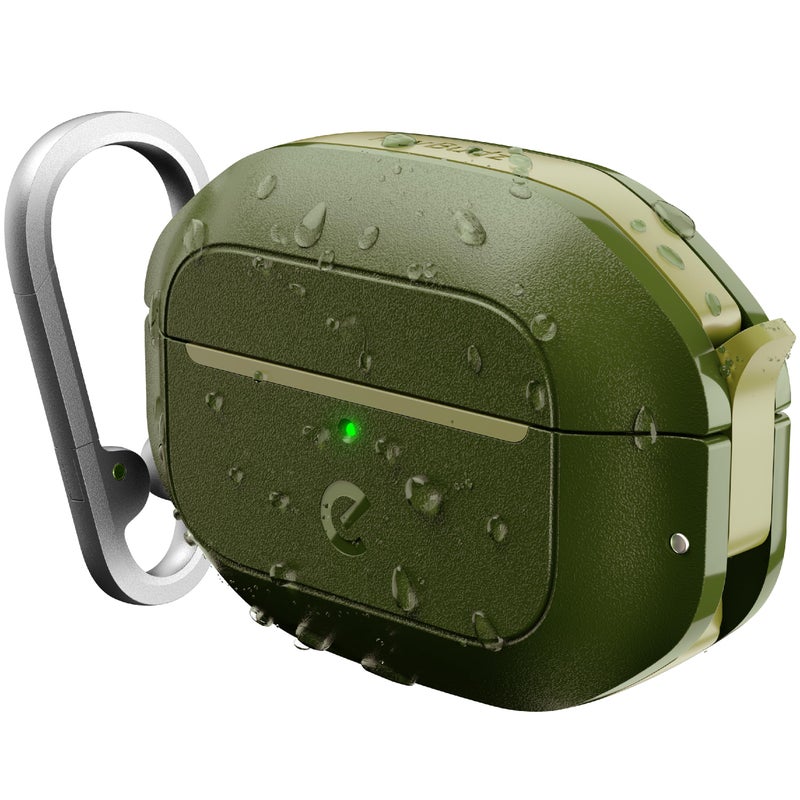 Keybudz for AirPods Pro 2 Case with Lock Fully Waterproof AirPods Pro 2nd Generation Case Cover Keychain Rugged Tough Protection Hard Shell and Carabiner for USBCLightning Forest Green - Image 2