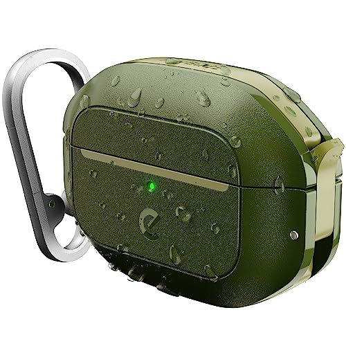Keybudz for AirPods Pro 2 Case with Lock Fully Waterproof AirPods Pro 2nd Generation Case Cover Keychain Rugged Tough Protection Hard Shell and Carabiner for USBCLightning Forest Green - Image 1