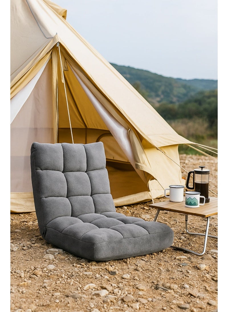 Ground chair for camping and trekking, multi-colored, velvet-quality sponge padded with adjustable back (colors may vary) - Image 2