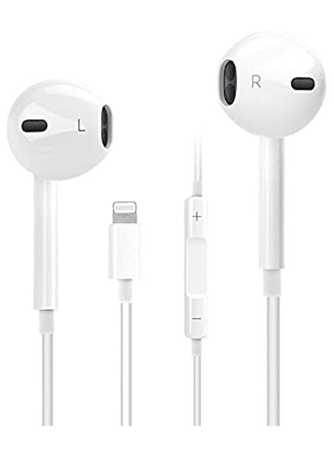 Click4Cart Wired Earphones for iPhone 7/8 Plus/ X/XR/XS Max/11/12 Pro Max (White)