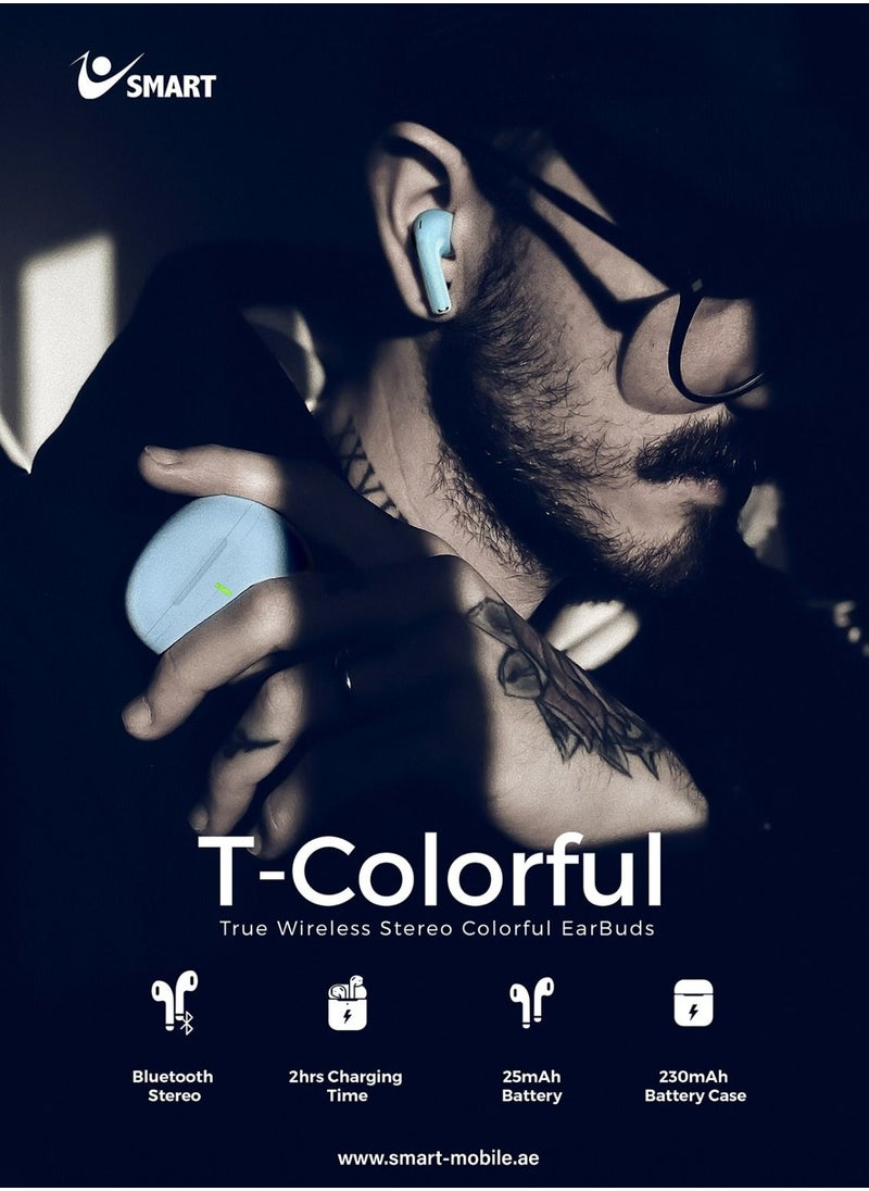 Smart - Smart | T-Colorful - Bluetooth Earbuds with Portable Charging Case (White) - Image 1