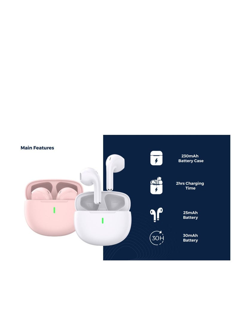 Smart - Smart | T-Colorful - Bluetooth Earbuds with Portable Charging Case (White) - Image 1