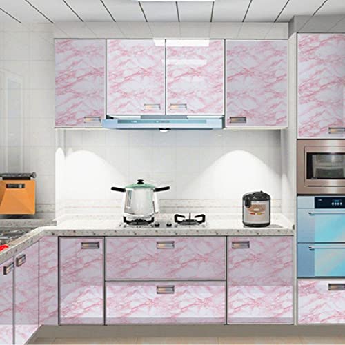 practicalWs 23.6in ×118in White Pink Marble Wallpaper Peel and Stick Countertops Self-Adhesive Vinyl Waterproof Wallpaper Great As Cabinets Drawer Shelf Wall Crafts Wall Paper Decorations - Image 4