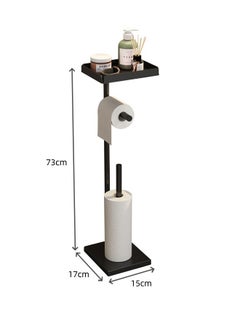 Generic Black Toilet Paper Holder Stand with Phone Shelf Bathroom Toliet Decor Decoration Tissue Roll Free Standing Storage Apartment Restroom Household Home Essentials  - Image 2