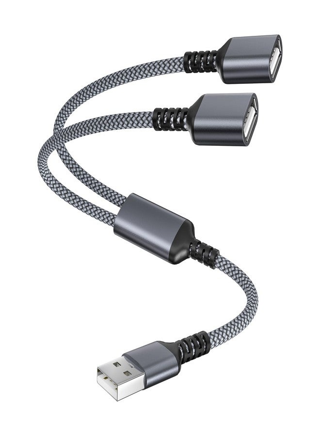 Itramax USB Splitter 1 in 2 Out 1FT,USB-A Splitter Cable 1 Male to 2 Female Split,Dual/Double USBA Port Hub Split for PC,Laptop,Keyboard,Mouse,Printer,Flash Drive,LED,Support Data and Charging - Image 1
