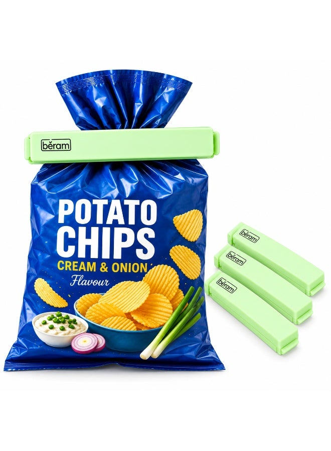 BERAM Large Food Bag Sealing Clips, Pack of 5 Airtight Chip Clips, Reusable Bag Sealer Clips for Snack Bags, Bread, Cereal & Food Storage, Strong Plastic Kitchen Storage Clips, Beige - Image 1