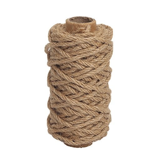 Tenn Well Strong Natural Jute Twine 4mm Thick 66 Feet Long Jute String Rope Roll for Garden Arts Crafts Home Decor Packaging