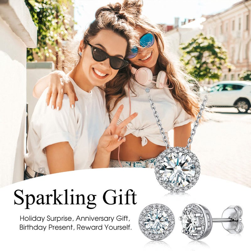 Bestyle 925 Sterling Silver Round Cut Birthstone Stud Earrings for Women, April White Diamond Stud Earrings with Love and Purity, Best Women Earrings for Everyday Wear - Image 5
